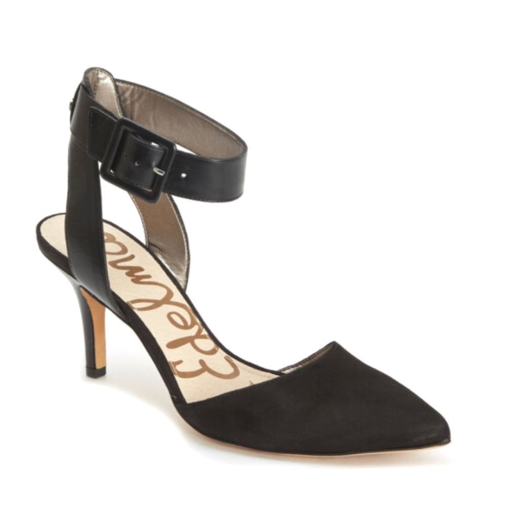 Sam Edelman Black Pointed Toe Ankle Strap Heels